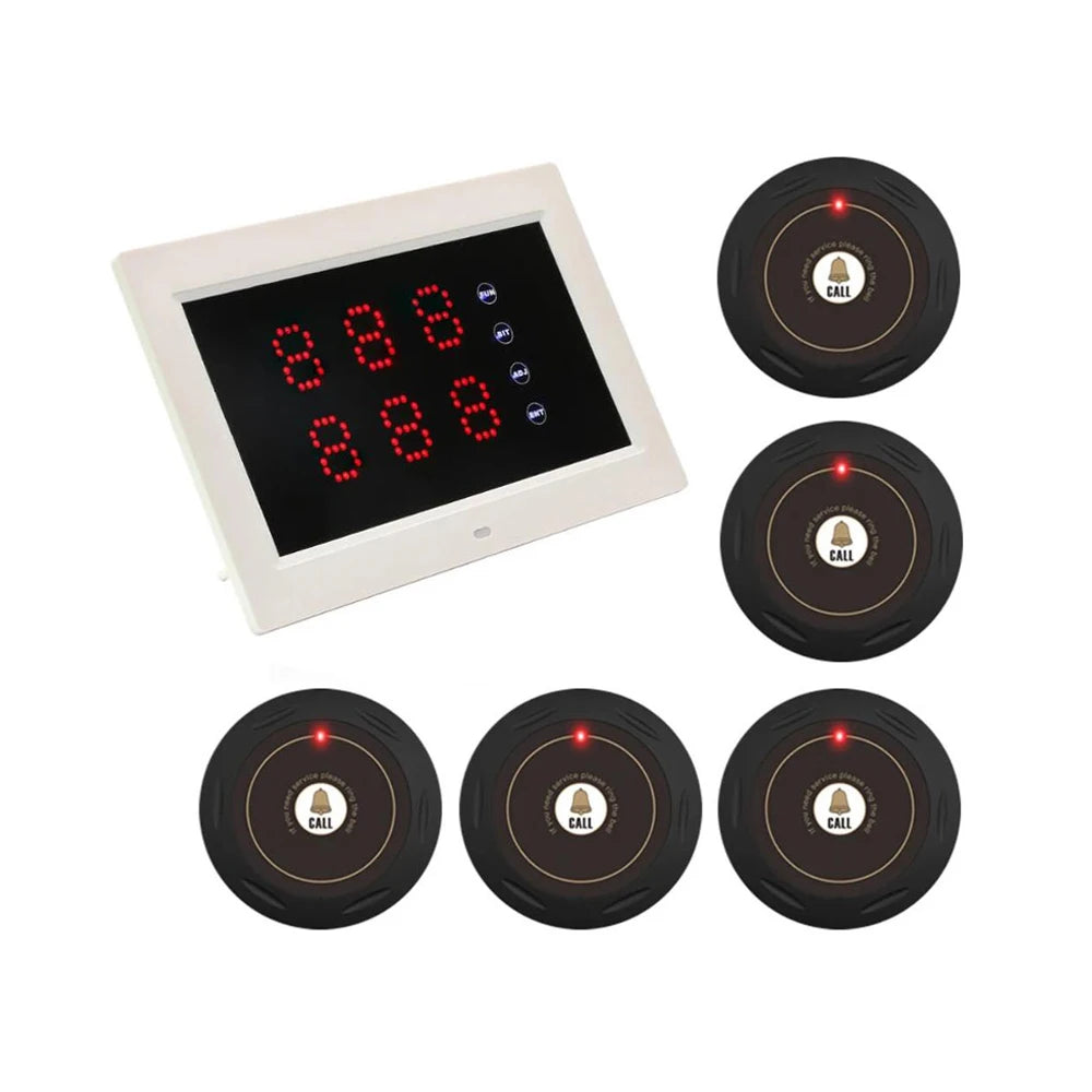 Wireless Calling System Restaurant Pager System Display + Calling Buttons for Restaurant Nursing Home Clinic Caregiver