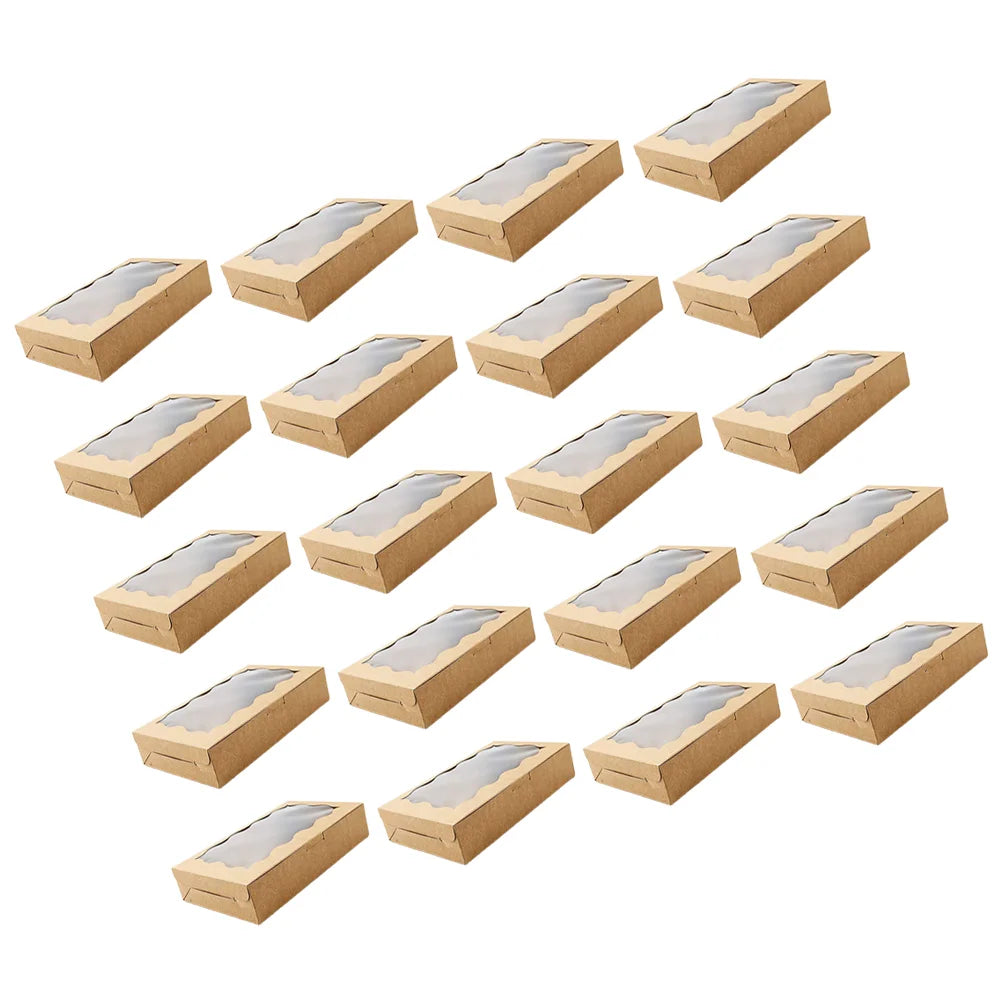 20 Pcs Kraft Paper Box Cake Container Bakery Packaging Dessert Food Carton Disposable Containers For Cookies With Window